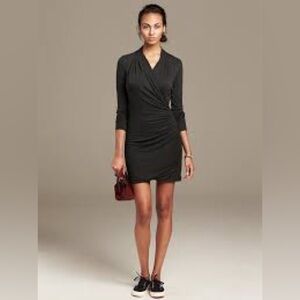 Banana Republic faux wrap bodycon dress dark gray XS